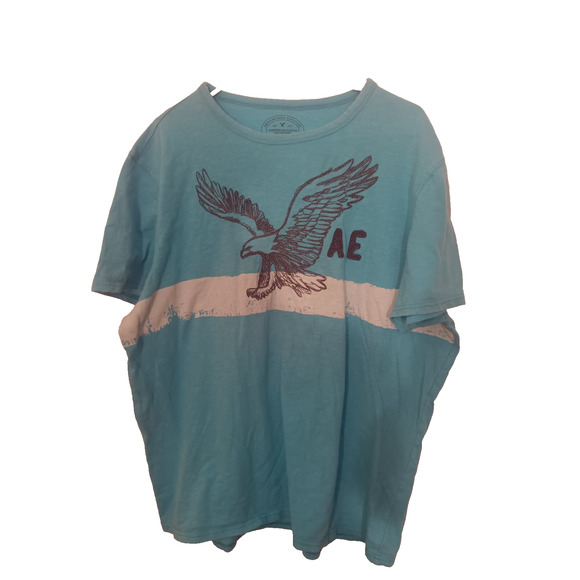 American Eagle Outfitters Blue Graphic T-Shirt XXL Athletic Fit Eagle Logo - Picture 1 of 3
